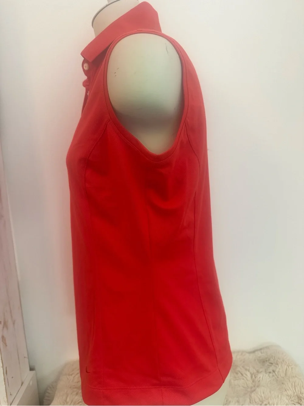 Women's Nike Dri Fit Coral Bright Red Sleeveless Polo Top